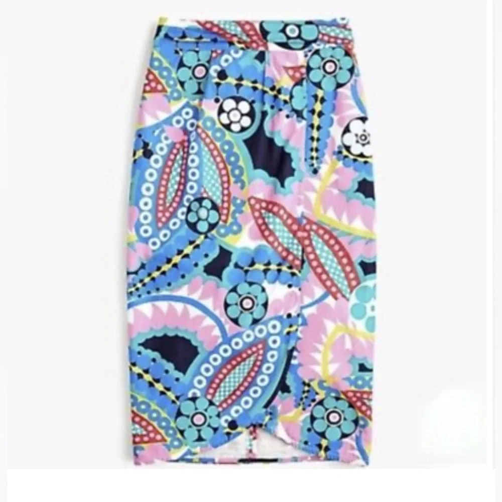 J Crew Tie Back Tulip Hem Skirt in Ratti Kaleidoscope Floral Sz 2 - Picture 3 of 16